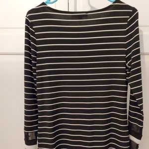 Long sleeve black top with white stripes